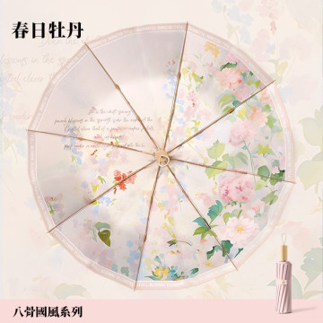 【Shabby Boy 奧笑臉】玫瑰金8骨防風手動晴雨傘